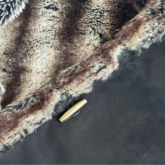 Vintage Parkhurst Black Faux Fur Trim Winter Hooded Jacket Medium - Picture 8 of 12